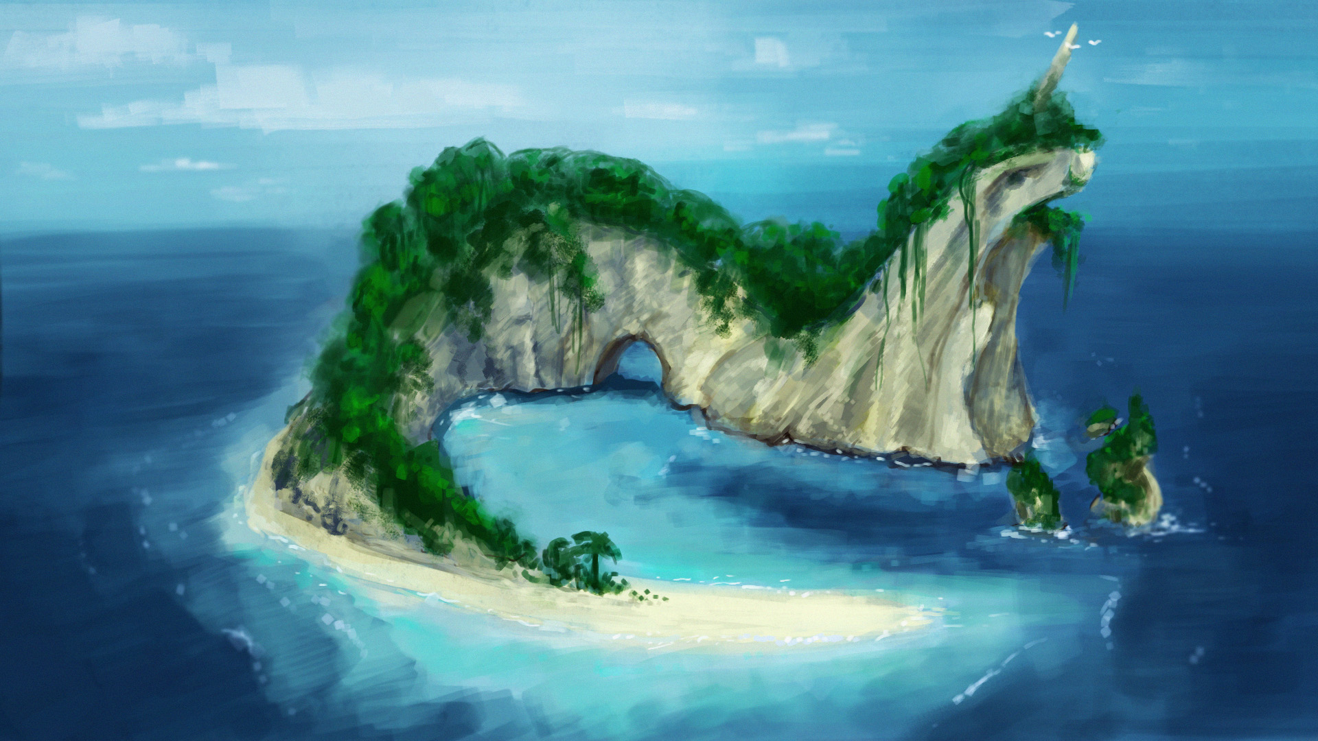 Animeverse island. Остров арт. Остров в океане. Вымышленные острова. Сказочный остров.